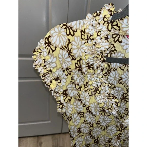 Retro Sunny Leigh Y2K Floral Ruffle V-Neck Sleeveless Top Boho Women's Size M - Picture 4 of 14